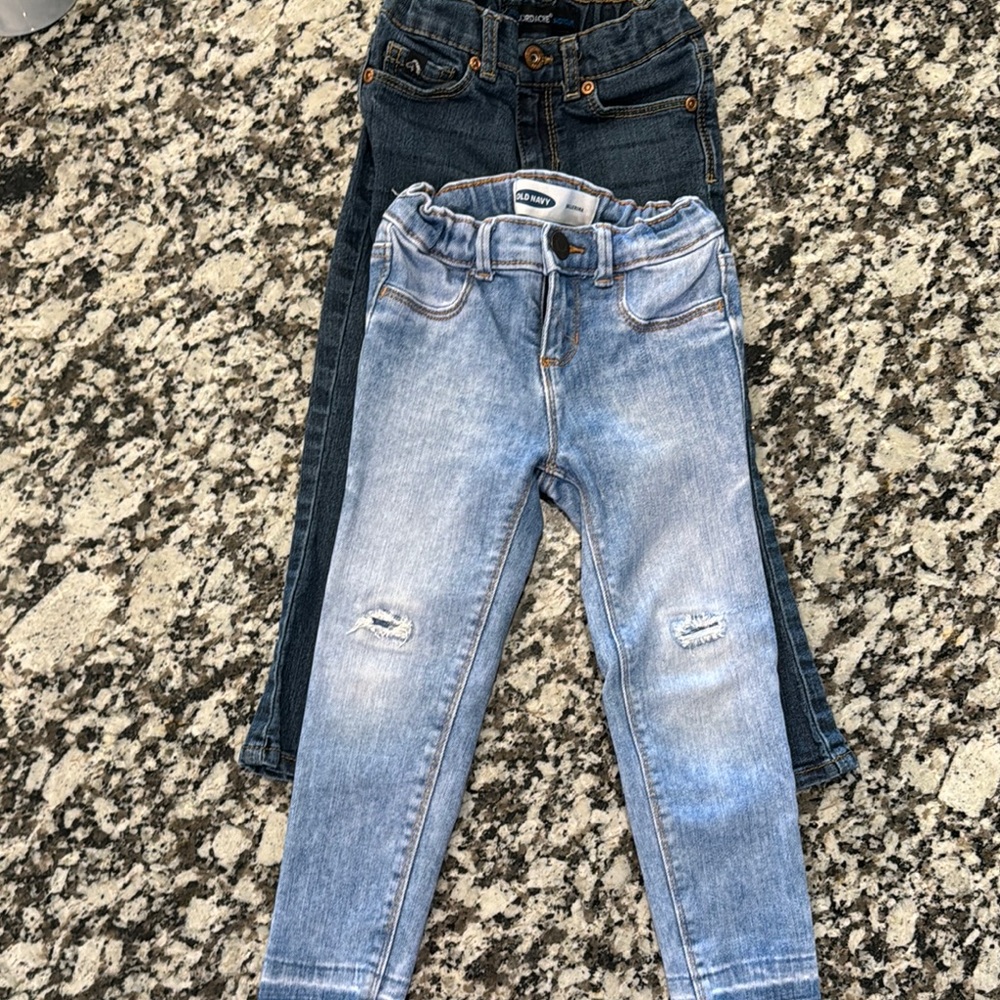 Kids Denim Jeans Set - Blue and Dark Blue 4T